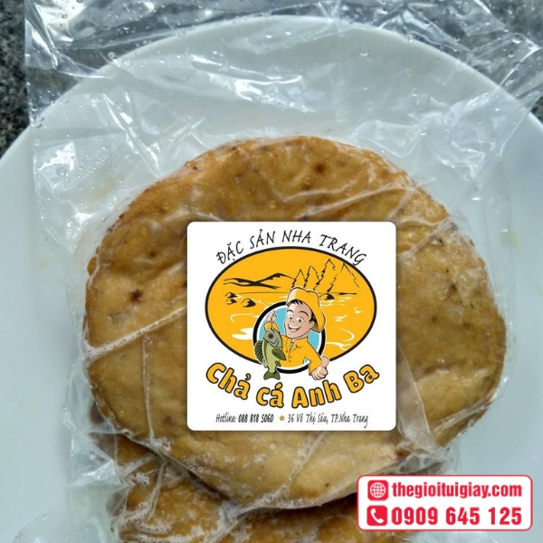 Mẫu tem dán chả cá Anh Ba theo thiết kế riêng