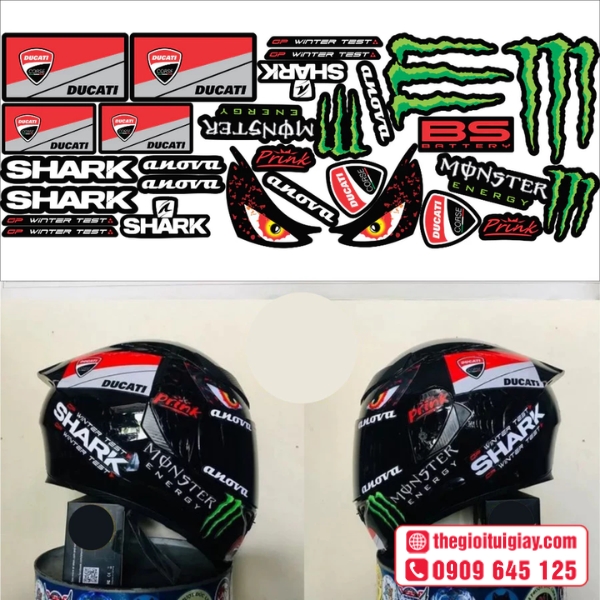  Mẫu tem dán mũ bảo hiểm in hình logo sự kiện quảng bá thương hiệu 