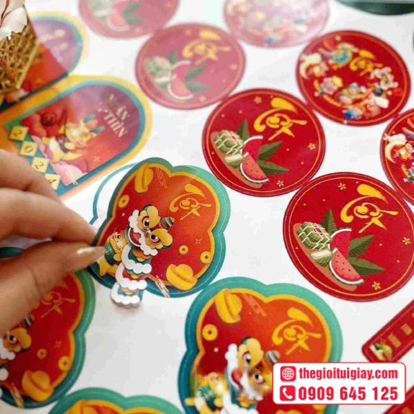 Mẫu tem dán Tết mini dùng cho túi quà nhỏ