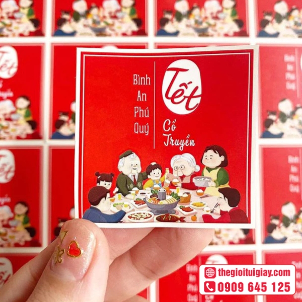  Mẫu tem dán Tết phong cách truyền thống Việt 