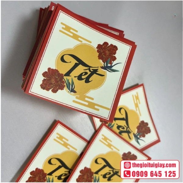  Mẫu tem dán Tết được thiết kế hình hoa tinh tế 
