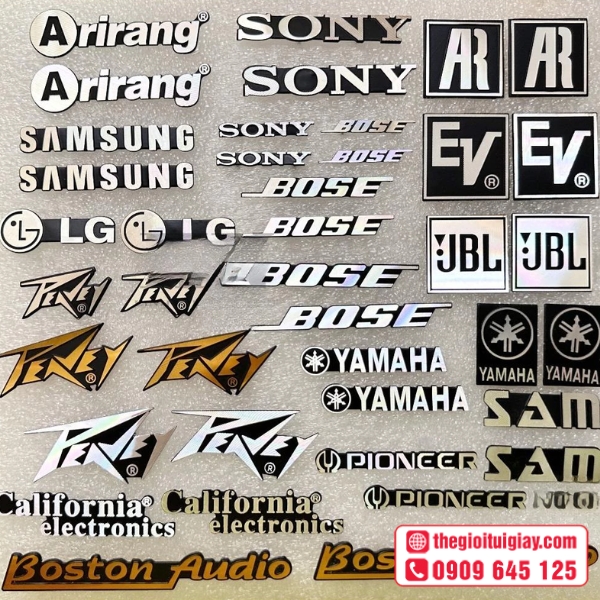 Mẫu tem dán thùng loa logo thương hiệu