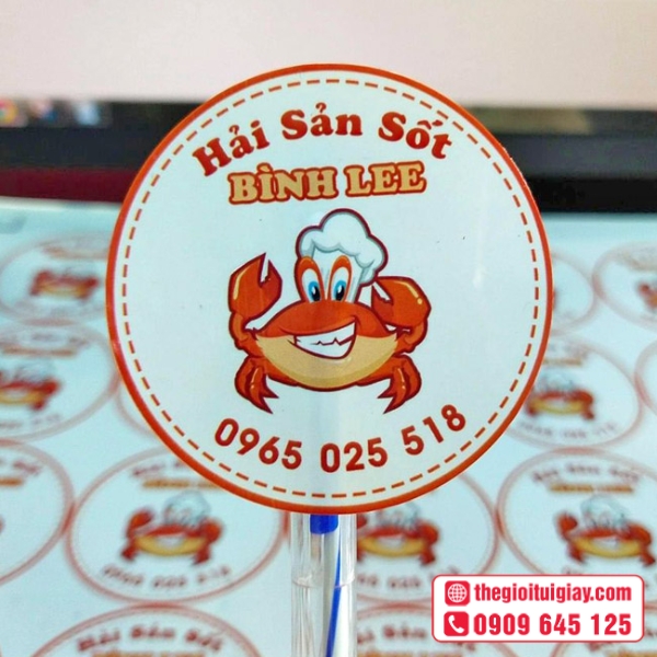 Mẫu thiết kế tem nhãn hải sản sốt Bình Lee đẹp, sang trọng