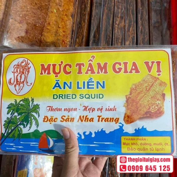  Mẫu tem nhãn hải sản mực tẩm gia vị cao cấp, thẩm mỹ 