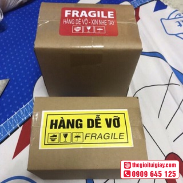  Mẫu tem cảnh báo thùng carton in chữ fragile nổi bật 