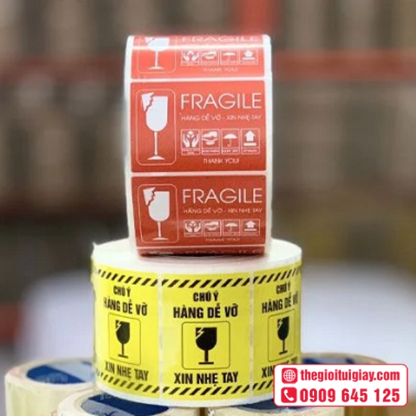 Mẫu tem nhãn fragile đẹp dành cho doanh nghiệp logistics