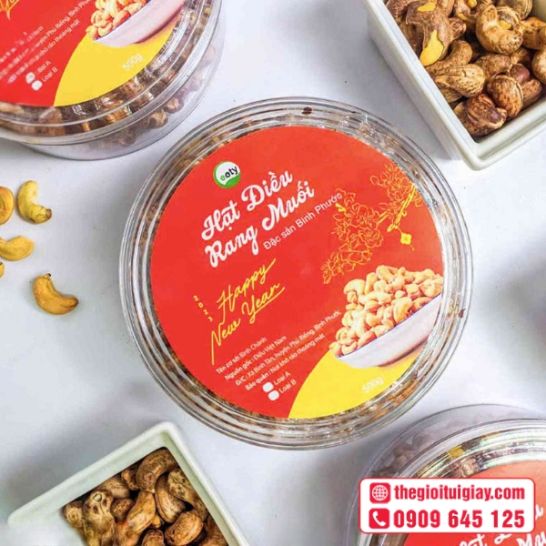 Mẫu tem hạt điều in chất liệu cao cấp bền màu