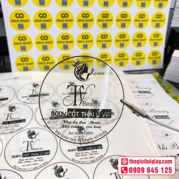 Mẫu tem kem body TN Beauty nhỏ gọn, tinh tế cho sản phẩm mini