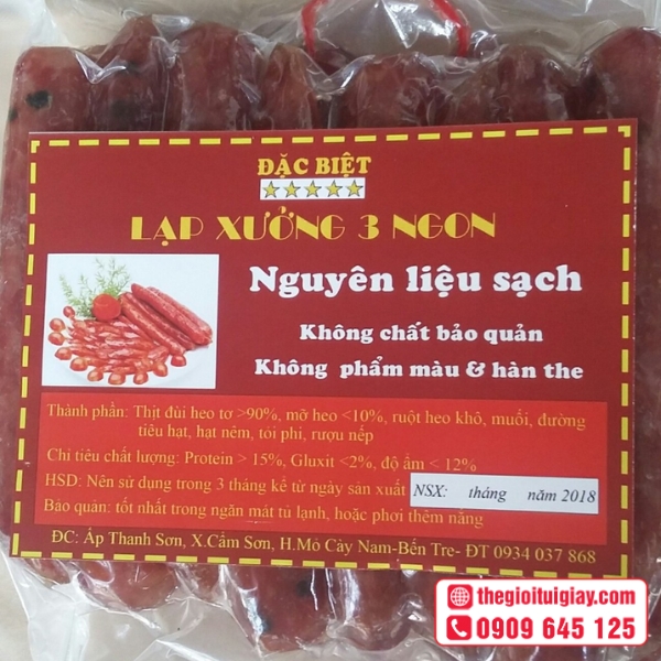 Mẫu tem nhãn lạp xưởng 3 ngon đẹp chuyên nghiệp