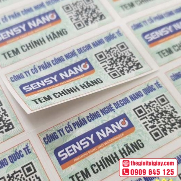 Mẫu tem nhà phân phối đảm bảo tính thẩm mỹ và bảo mật - Sensy Nano