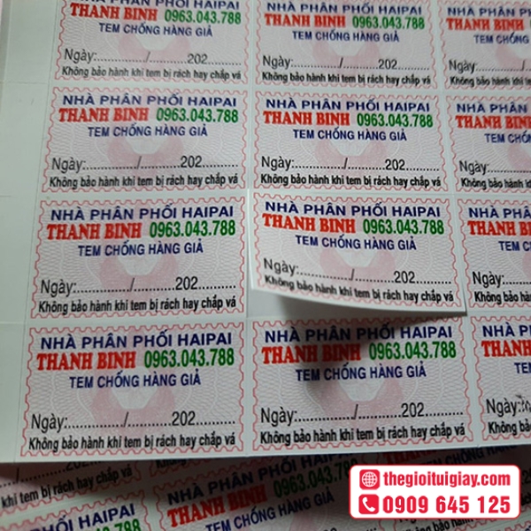  Mẫu tem nhà phân phối dán trên bao bì sản phẩm HaiPai 