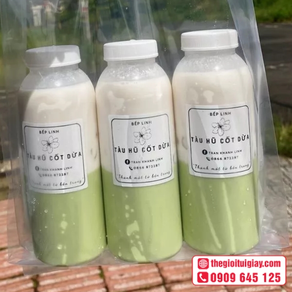  Mẫu tem nhãn hình vuông cho nước uống - Tàu Hũ Cốt Dừa 