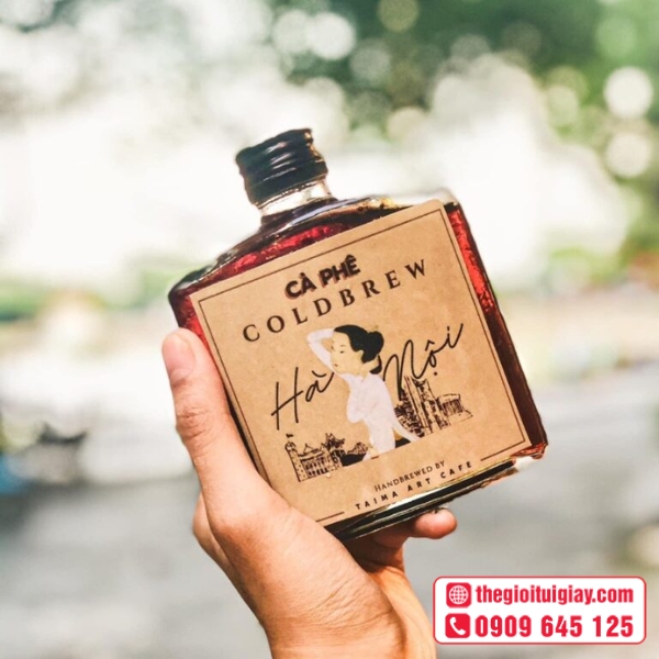  Mẫu tem nhãn hình vuông kraft mộc mạc - Cà Phê Coldbrew 