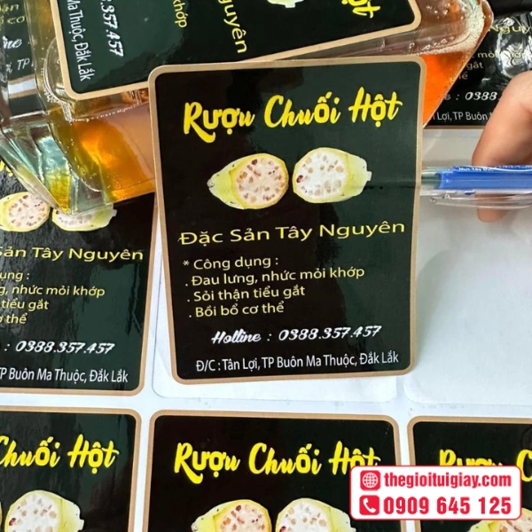  Mẫu in tem nhãn rượu ngoại nhập giá rẻ chất lượng - Rượu Chuối Hột 