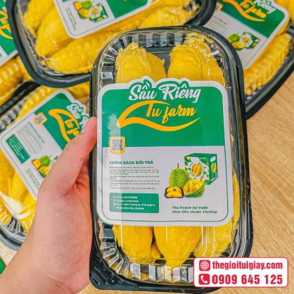 Mẫu tem nhãn sầu riêng hiện đại và bắt mắt - Tu Farm