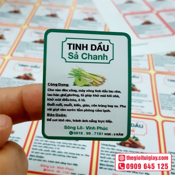 Mẫu tem nhãn tinh dầu đẹp sang trọng - Tinh Dầu Sả Chanh