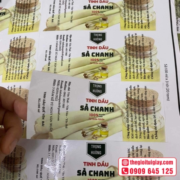 Mẫu tem nhãn tinh dầu mỹ phẩm thiên nhiên