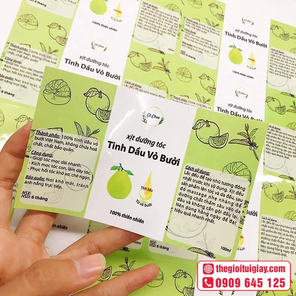Mẫu tem nhãn tinh dầu tinh tế cho quà tặng - Tinh Dầu Vỏ Bưởi