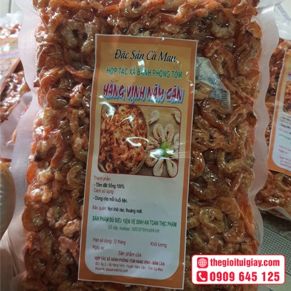  Mẫu thiết kế tem nhãn tôm khô hút chân không bắt mắt - Hàng Vịnh Năm Căn 