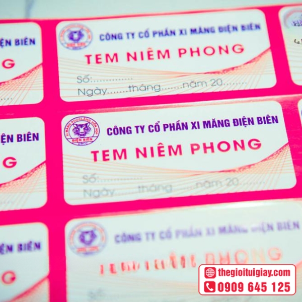 Mẫu tem niêm phong trong in logo thương hiệu - Công ty cổ phần xi măng Điện Biên