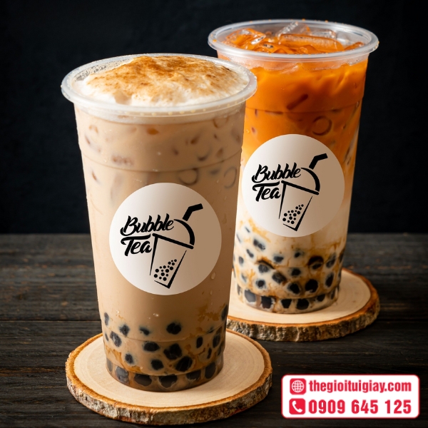 Mẫu thiết kế tem trà sữa logo thương hiệu nổi bật - Bubble Tea