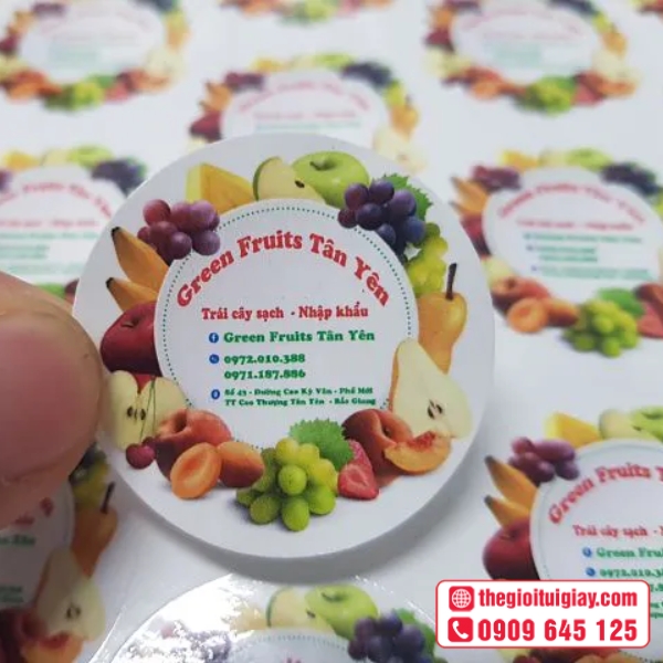 Mẫu in tem trái cây chuyên nghiệp cho doanh nghiệp - Green Fruits Tân Yên