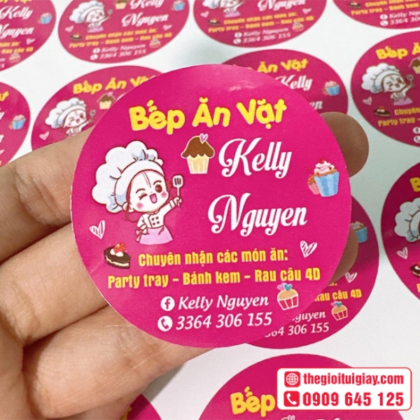 Mẫu thiết kế tem ăn vặt Kelly Nguyễn - đẹp mắt giúp tăng nhận diện thương hiệu