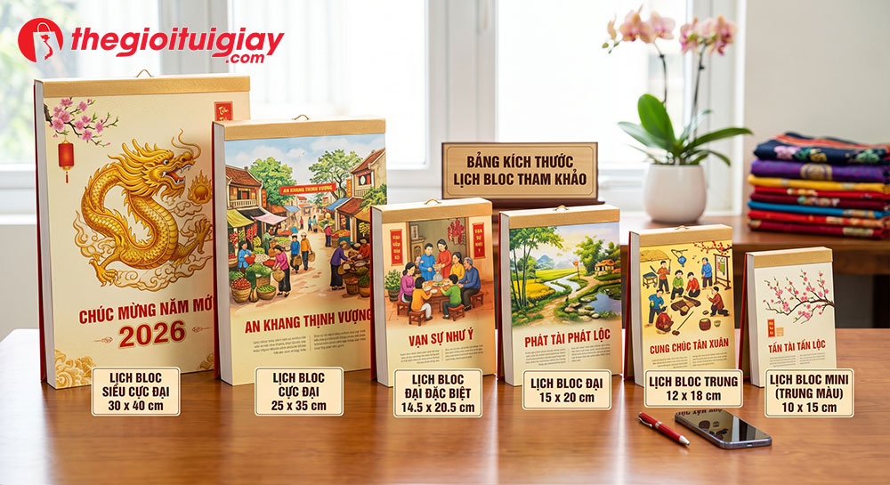 So sánh các kích thước lịch bloc phổ biến hiện nay