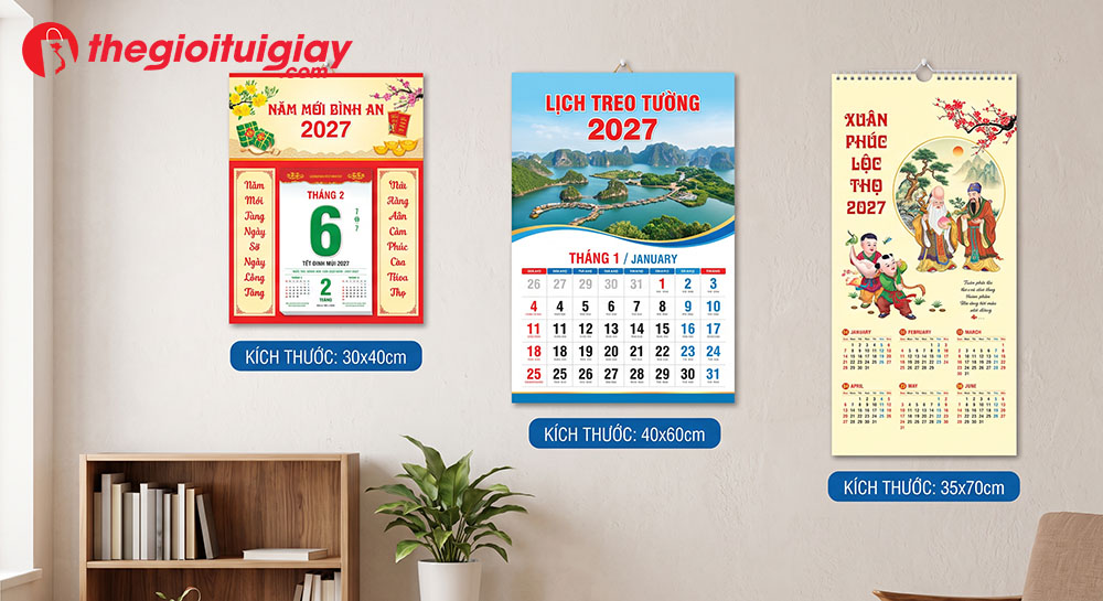 So s&aacute;nh k&iacute;ch thước lịch treo tường ti&ecirc;u chuẩn 30x40cm v&agrave; 40x60cm