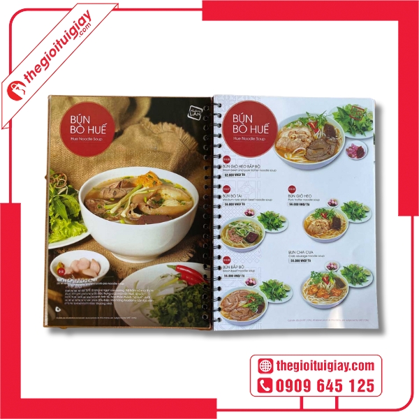  Mẫu menu bún bò Huế in màu chất lượng cao 