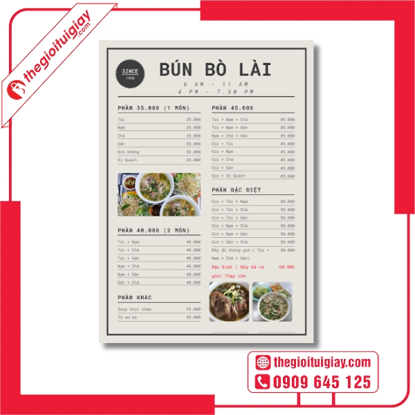  Mẫu menu bún bò Lài đẹp giúp khách hàng dễ chọn món 