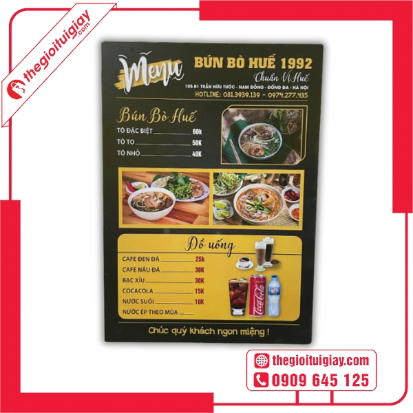  Mẫu menu bún bò Huế 1992 đậm chất miền Trung thu hút thực khách 