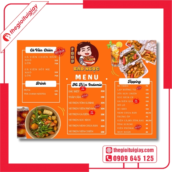 Mẫu menu cá viên chiên Bảo Ngọc đẹp và hấp dẫn