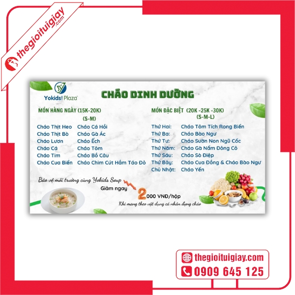  Mẫu menu cháo dinh dưỡng phong cách tươi sáng, thân thiện 