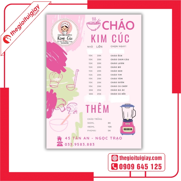  Mẫu menu cháo dinh dưỡng tông màu pastel nhẹ nhàng - Cháo Kim Cúc 