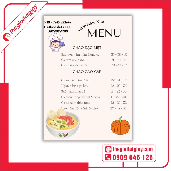  Mẫu menu cháo dinh dưỡng với hình minh họa tươi sáng và đáng yêu - Cháo Mầm Nhỏ 