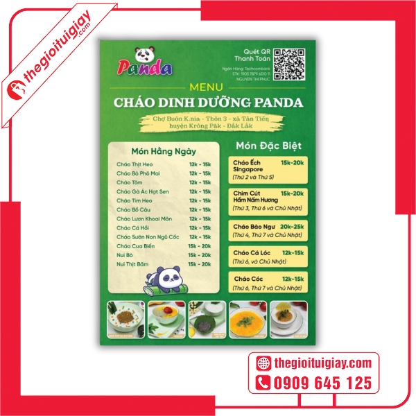 Menu Cháo Dinh Dưỡng