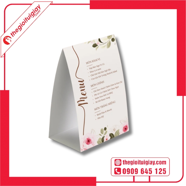 Mẫu menu đám cưới đơn giản nhưng cuốn hút