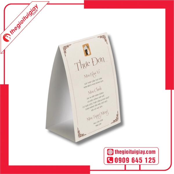 Mẫu menu đám cưới cho tiệc trong nhà sang trọng