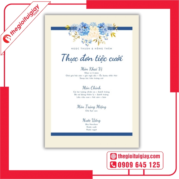 Mẫu menu đám cưới dùng giấy kraft thân thiện môi trường