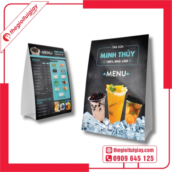 Mẫu menu để bàn cho quán ăn vặt