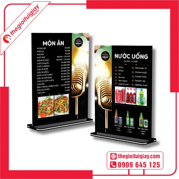 Mẫu menu đứng hiện đại kết hợp hình ảnh đồ ăn bắt mắt