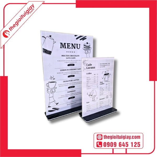  Mẫu menu đứng đơn giản nhưng tinh tế Cafe Larana 