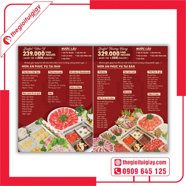  Mẫu menu lẩu in giấy mỹ thuật cao cấp 