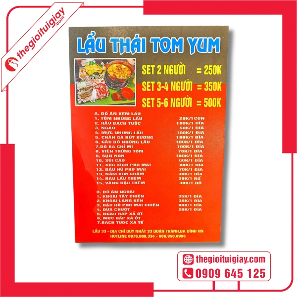  Mẫu menu lẩu dành cho quán bình dân hiện đại - Lẩu Thái Tom Yum 