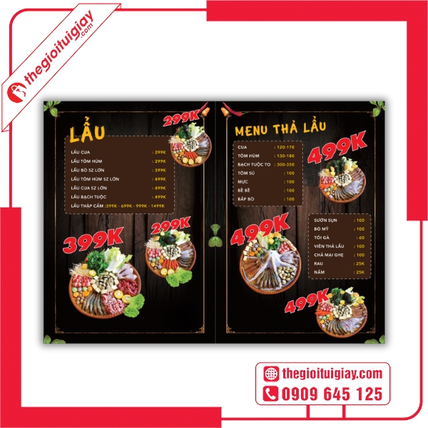  Mẫu menu lẩu với hình ảnh món ăn hấp dẫn 