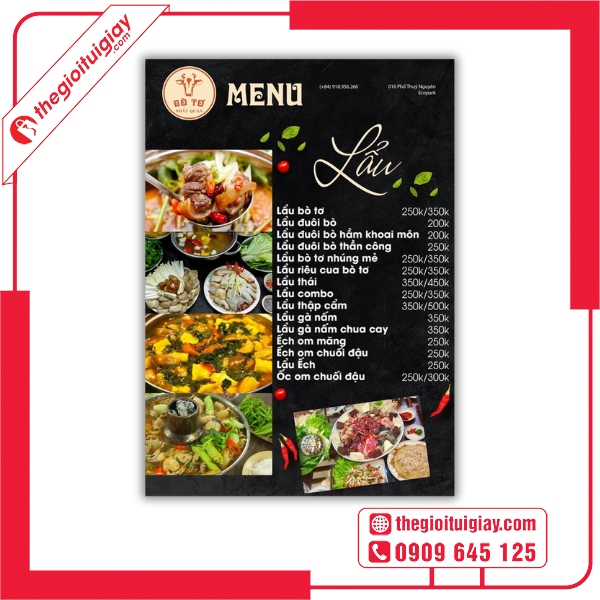 Mẫu menu lẩu hiện đại, tinh tế, phù hợp mọi không gian nhà hàng