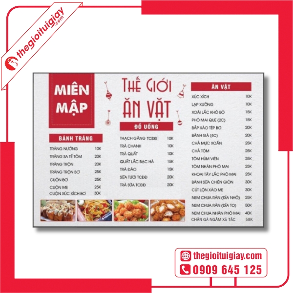  Mẫu menu quán ăn vặt hấp dẫn với nhiều món ngon đường phố Miên Mập 