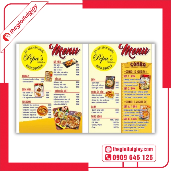  Mẫu menu quán ăn vặt phong cách Hàn Quốc đáng yêu Pepa 