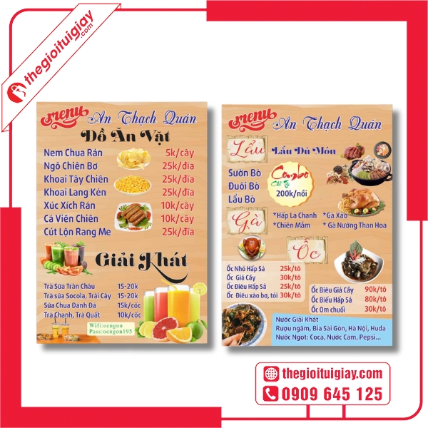  Mẫu menu quán ăn vặt tông màu rực rỡ trẻ trung An Thạch Quán 